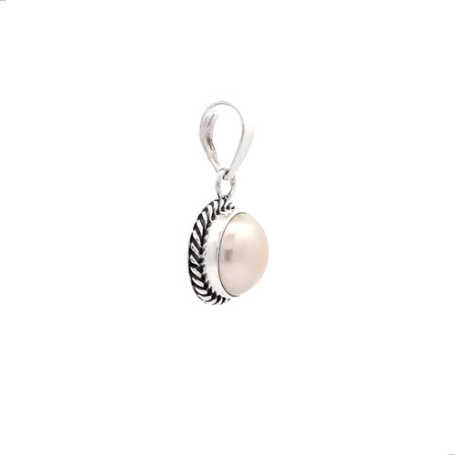 Imagen 2 de 10 de Dije De Perla Natural Cultivada Con Plata 925 Y Oxido Agálea