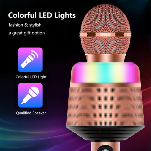 Altavoz De Micrófono Inalámbrico 3 En 1 Con Led Para Fiestas