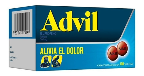 Advil Ibuprofeno 200mg Alivio Del Dolor, 100 Tabletas