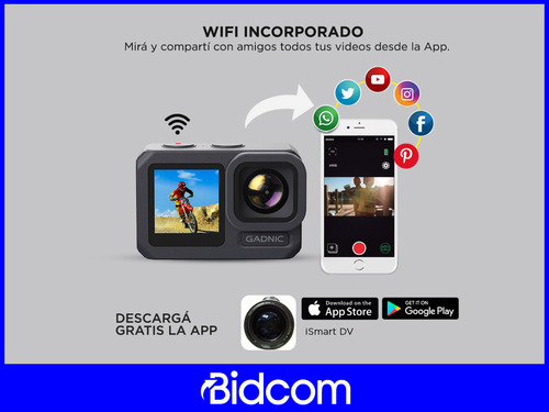 Imagen 6 de 10 de Camara Deportiva 4k Doble Pantalla Gadnic Wifi Sumergible