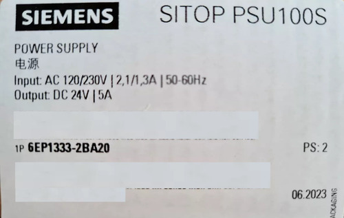 Fuente De Alimentacion Siemens 6ep1333-2ba20 24 Vcd 5 Amp