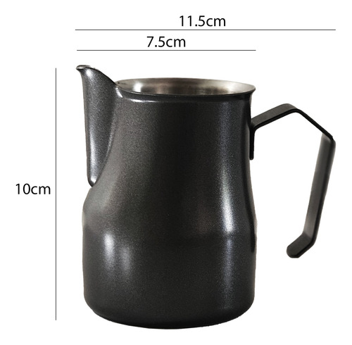 Jarra Pitcher Motta Leche Arte Latte Barista Acero Negra 350ml