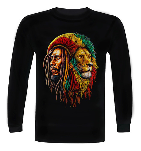 Polera Manga Larga Bob Marley Leon, Diseños, Elige El Tuyo