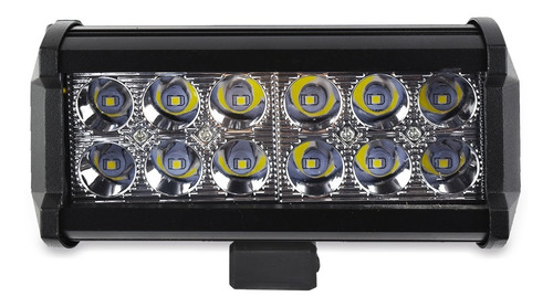 Faro 12 Led Barra Rectangular Luz Fija Y Estrobo