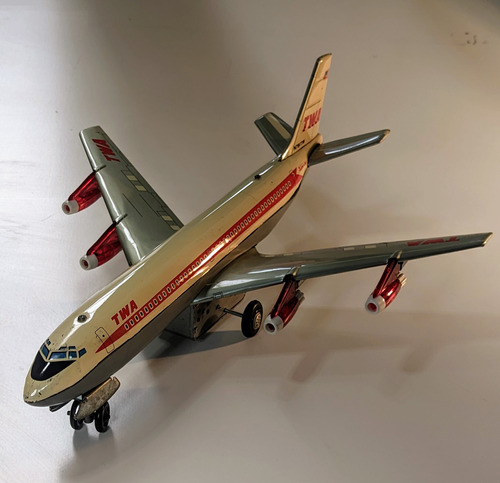 Juguete Antiguo Avion De Chapa Boeing 707 Twa Japan