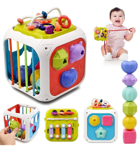 Cubo De Actividades Cubo Montessori, Juguetes 7 En 1 Arcoíris