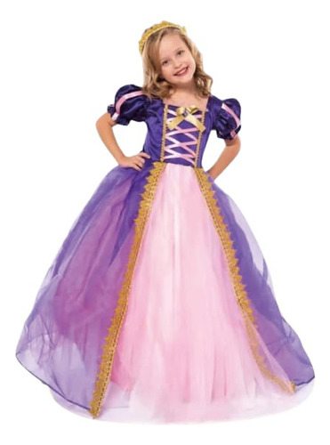 Disfraz Vestido Princesa Rapunzel Enredados Para Niñas.