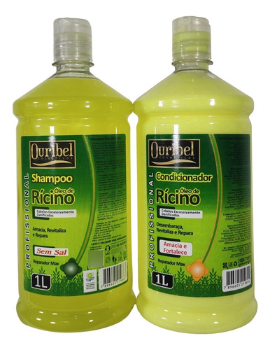 Kit Shampoo E Condicionador Sem Sal Profissional D Rícino 1l
