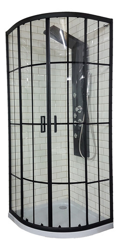 Box De Ducha Mampara Gorena Triesen 90cm Fon Cabina C/base Armazón Negro Panel Tralucido