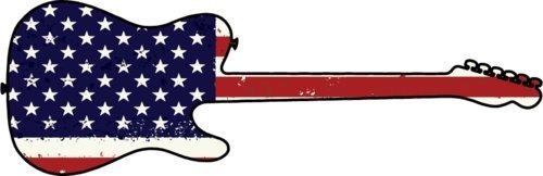 Calcomania De Vinilo De Guitarra De Bandera Americana Troqu