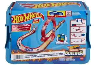 Hot Wheels Track Builder Acrobacias En Llamas Azul Mattel