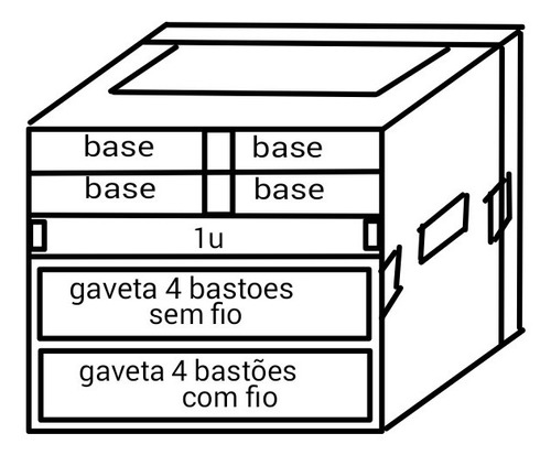 Case Rack Para 4 Bases Sem Fio + 1u + 2 Gavetas 