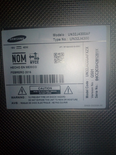 Tarjeta Main Bn41-02360b Pantalla Samsung Un32j4300af (Usado)