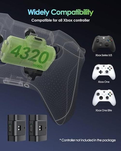 Paquete De Baterías Recargables Para Controlador Xbox, Carga