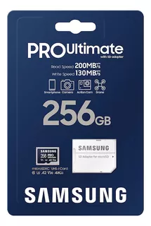 Memoria Samsung Pro Ultimate 256gb 200mbs 4k Gopro Cam Drone