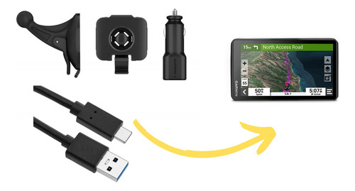Cabo Alimentação Gps Zumo Xt2 Carro 12v Suporte Ventosa