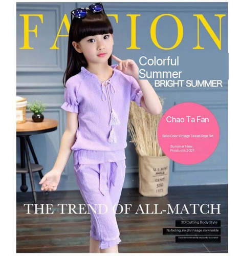 Conjunto De Dos Piezas De Estilo Coreano De Verano Para Niña