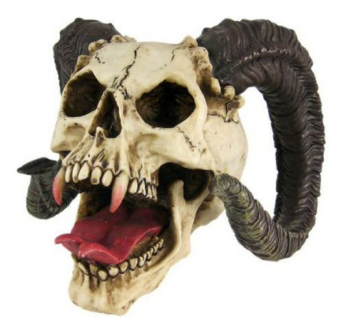 10.5 Pulgadas Mal Evil Ram Con Cuernos Cráneo Con Estatua De