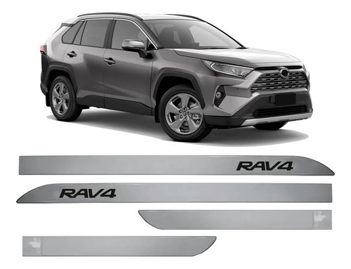 Friso Lateral Porta Toyota Rav4 Prata Névoa 2013 A 2019