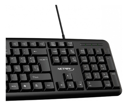 Teclado Netmak Cable Usb Español Tecla Ñ Pc Notebook Negro Negro Español
