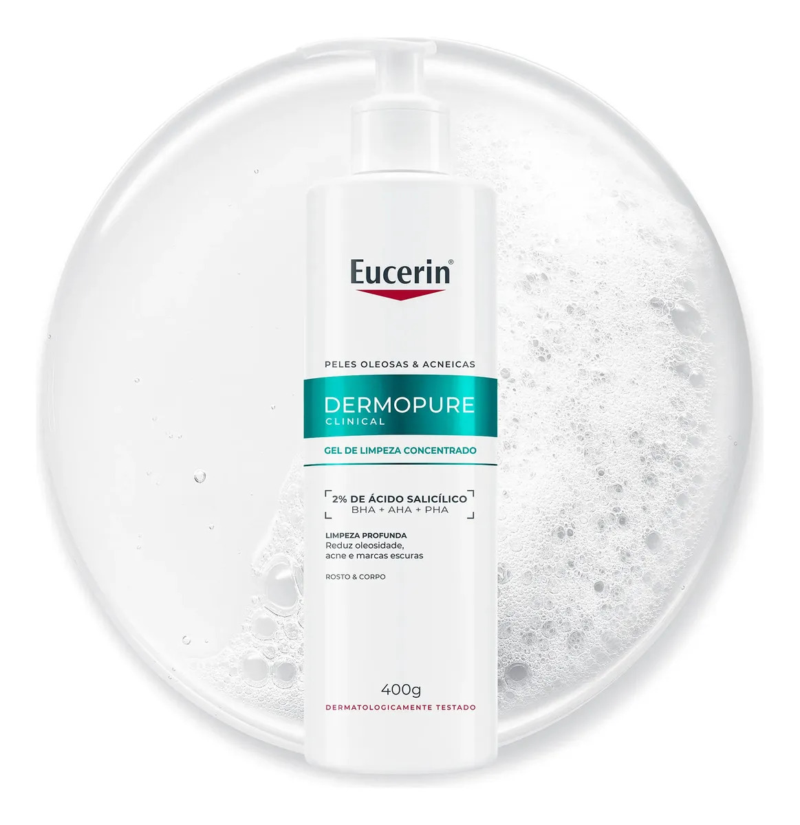 EUCERIN Gel de Limpeza Facial Antiacne Dermo Pure Concentrado 400ml Peles Oleosas e Acneicas