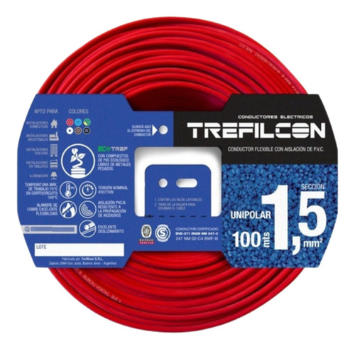 Cable Unipolar 1.5mm X 100 Metros Trefilcon Normalizado