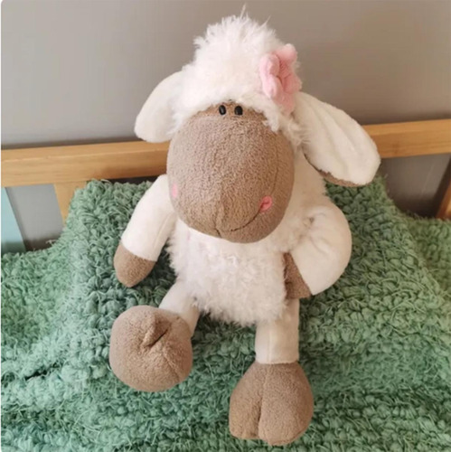Lindo Peluche Almohada Suave Esponjosa Tierna Oveja 80 Cm Color Blanco