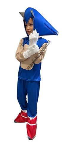 Disfraz Traje Sonic Completo Con Guantes Niños