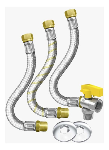 Kit Instalacao Aquecedor Gas Flexivel 1/2'' 40cm Roco