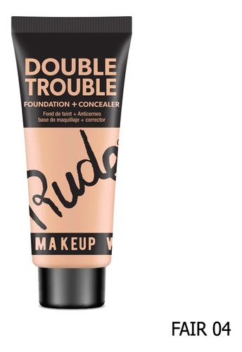 Base de maquillaje líquida Rude Cosmetics Double Trouble Double Trouble Foundation and Concealer Base y corrector tono fair 04 - 30mL 28.75g