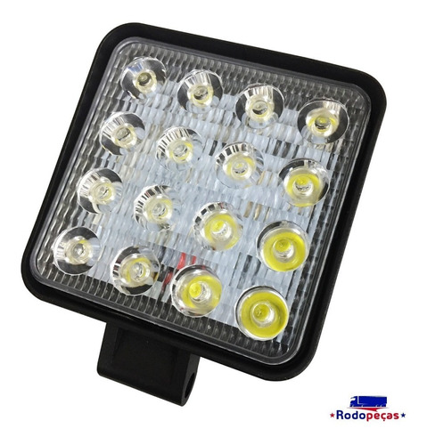 Farol De Milha 16 Leds 48w Quadrado 12/24v Off-road Jeep