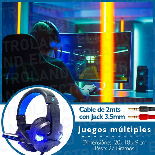 Imagen 5 de 10 de Auricular Gamer Micrófono Luz Led Sonido Hq Pc Playstation 4