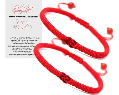 Duo Pulseras Hilo Rojo Del Destino B007b Novios Parejas Amor