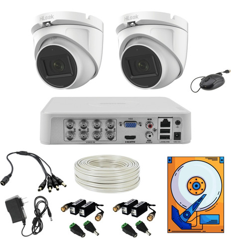 Kit Cctv 8ch 2 1080 Domo Audio Metal 50mts Utp / 1tb