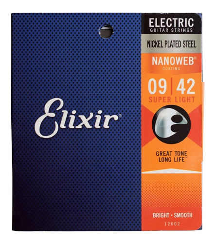 Encordoamento Elixir Super Light 09 Nanoweb Para Guitarra