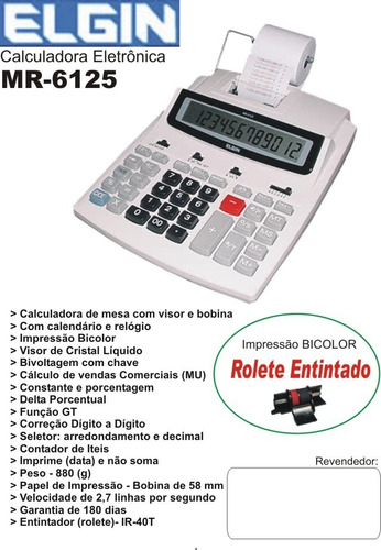 Calculadora Elgin Mr 6125 -frete Grátis - 12 Vezes Sem Juros