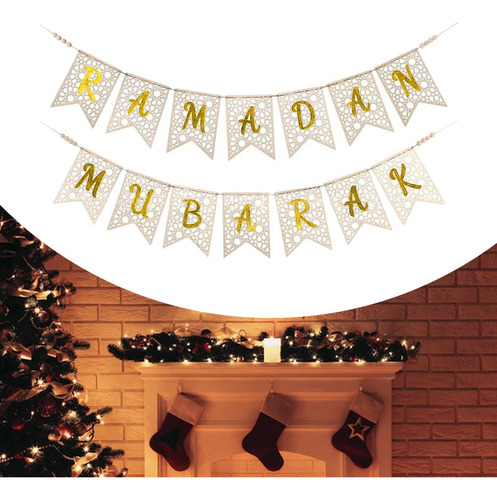Ramadan Banner Pull Flag Decoraciones Musulmanas Props Oro