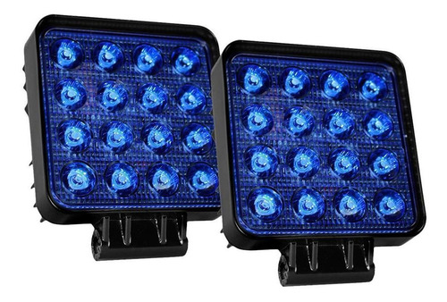 2x Farol De Milha 16 Led Lente Azul 48w Trator Pulverizador