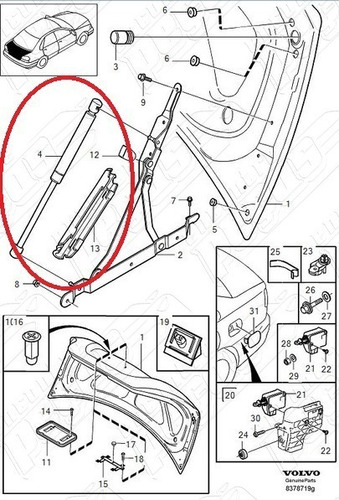 Amortecedor Porta Malas S40 1.9 T4 1997-2000 Original