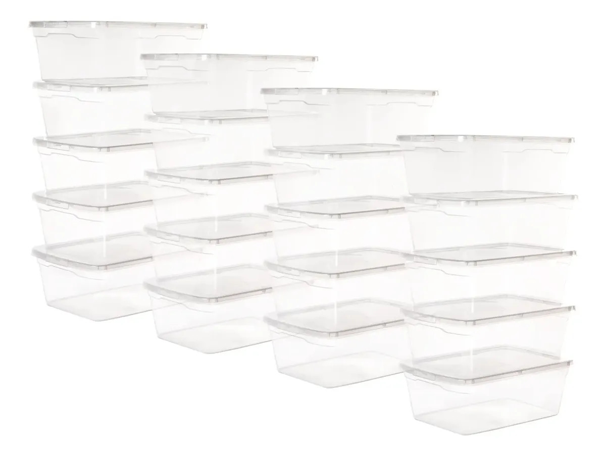 Set 20 Cajas Organizadoras De Plástico 6lts Transparente Pack De 20 Cajas De 6 Lts Prodeplast
