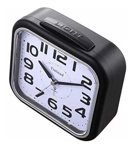 Tinload Reloj despertador analógico pequeño con pilas, silencioso, sin  tictac, sonidos de pitido ascendente, repetición, funciones de luz (verde