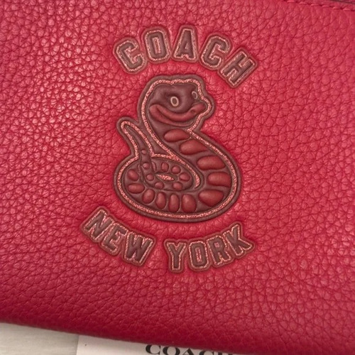 Monedero Coach Wristlet Estampado De Serpiente Original Rojo Estampado Serpiente