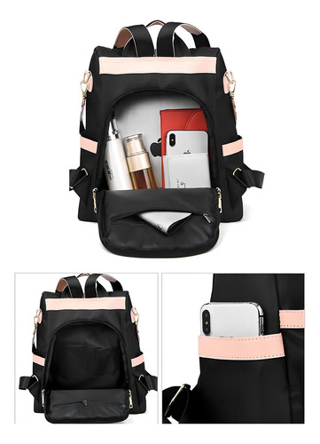 Go-done - Bolso De Dama Acabado De Los Herrajes Negro Y Rosa Color Negro Correa De Hombro Rosa Diseño De La Tela Liso
