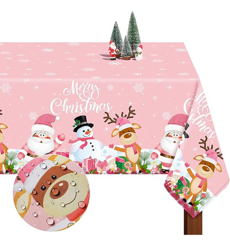 Mantel Tela Navidad Para Rectangular Lavable Muñeco Nieve Pa