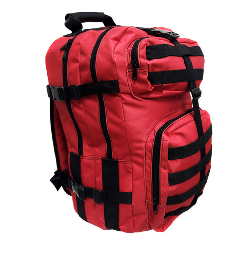 Mochila Táctica De Rescate Reforzada Sistema Molle Roja 45l