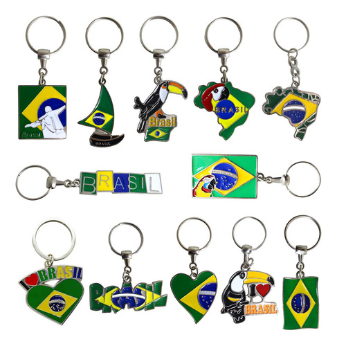 Kit 12 Lindos Chaveiros Metal Souvenirs Turísticos Do Brasil