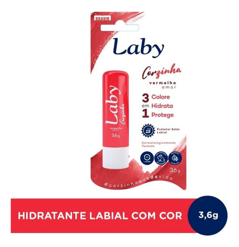 Kit Laby Corzinha Vermelho Fps15 Hidrante Labial 3un 3,6gr