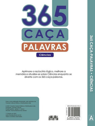 365 Caça-palavras - Ciências, De Cultural, Ciranda. Editora Ciranda Cultural, Capa Mole Em Português