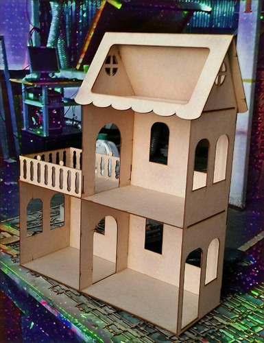 Imagen 2 de 4 de Casita De Muñecas Con Mobiliario En Mdf