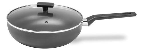 Panela Wok Tampa 28cm 3,55l Alumínio Antiaderente Brinox Cor Cinza-escuro
